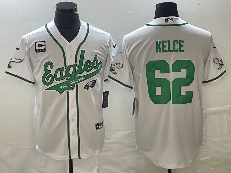 Men Philadelphia Eagles 62 Kelce White Co Branding Game NFL Jersey style 3